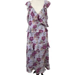 Lulus Women Sleeveless Midi Dress Wedding Formal Cocktail Preppy Purple Size XL